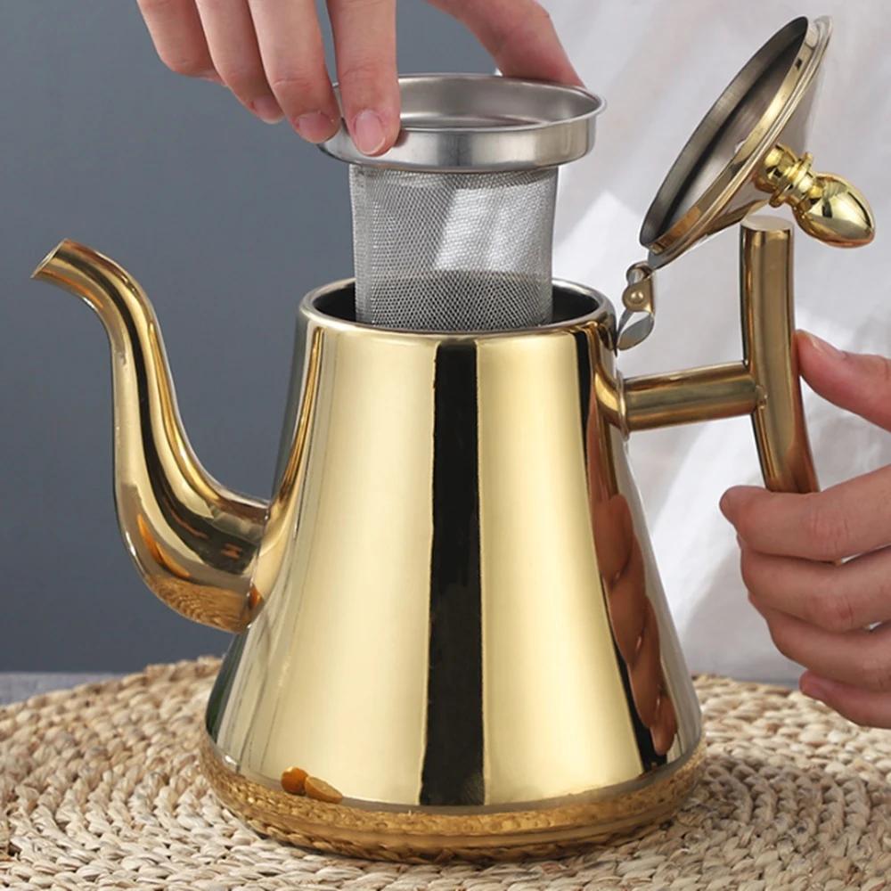1 Pcs Thickened Stainless Steel Teapot Kettle Kettle El Restaurant Home Induction Cooker Flower Teapot Coffee Pot
