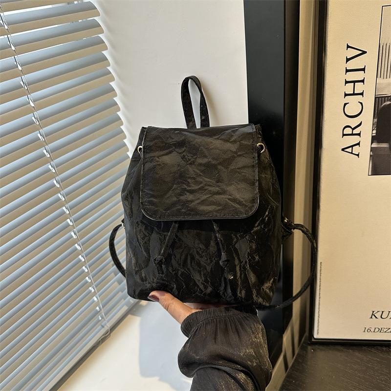 Vintage American College Style Fashion Texture Solid Color Casual Design Commuter Handheld Backpack Female
