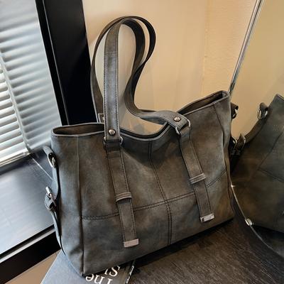 Vintage Damska Torba na Ramię Miękka Skóra PU Duża Pojemność Torba na Zakupy Jesienna Podróżna Torba Crossbody