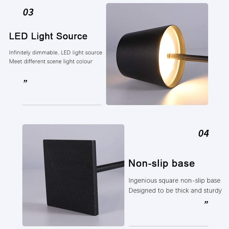 Desk LED Lamp Bar Restaurant Ambiance Wireless Table Lamps Study Office Light Waterproof Touch Lamp with USB Charging Night Ligh