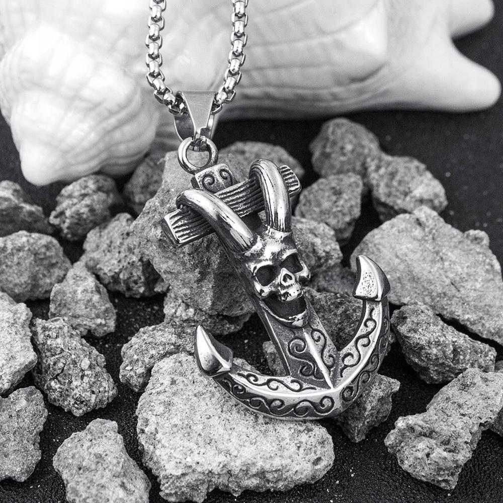 Silver Sailor Pirate Anchor Necklace 378