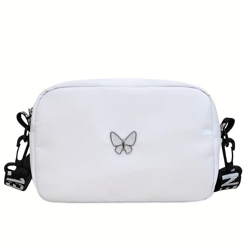 Nylon Fashion Simple Butterfly Small Square Bag  Lightweight Single Shoulder Crossbody Bags for Women Zipper Purses and Handbags