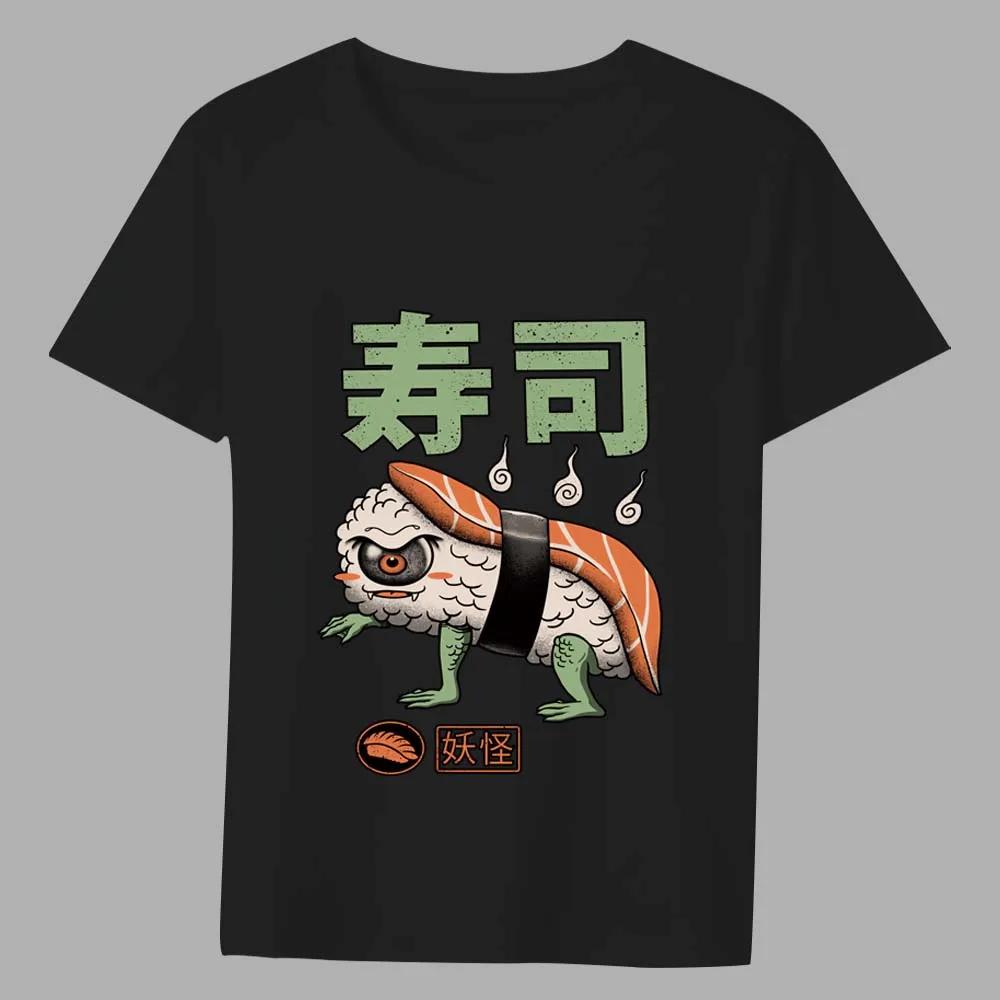T-shirt Men's Popular Casual Anime O-neck Slim Cartoon Cute Print Pattern Series Top Commuter Black Soft Men's Shirt