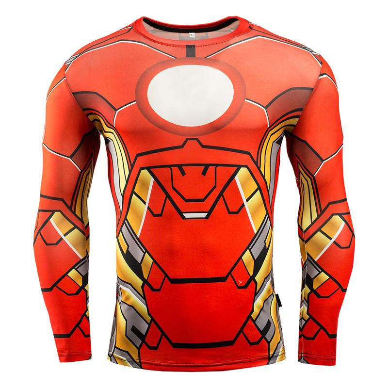 Spring and Autumn Round Neck 3D Superhero Series Printed Top Fashionable Casual Long Sleeved Men's T-shirts