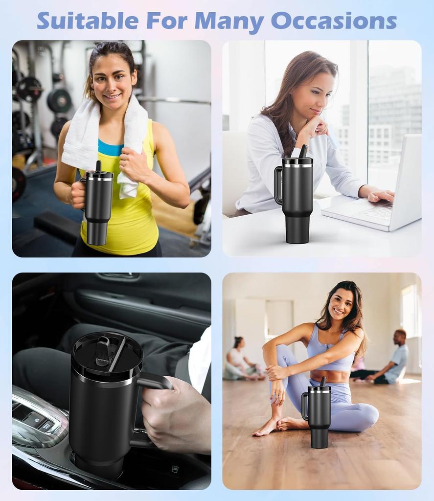 Set of 2 40oz Stanley Cup Flip Straw Lids Replacement Tumbler Removable Accessories - Leak-Proof, Spill-Proof Covers, (Pink, 30oz) [Used]