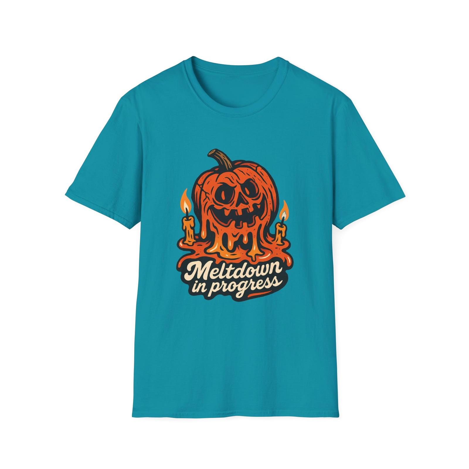 Unisex Softstyle T-Shirt Mens Womens Tees Top Sagging Jack-O’-Lantern Wax Puddle Funny Fall Halloween S