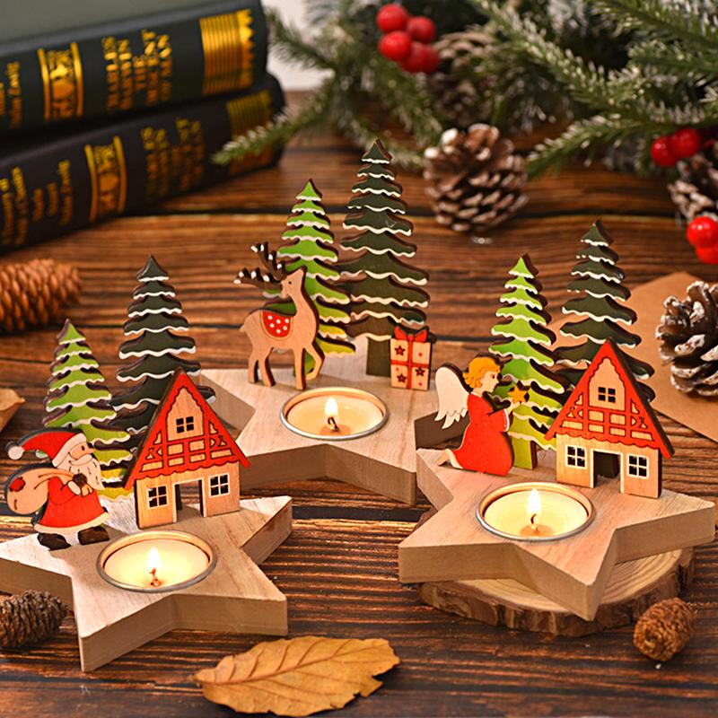 

1 шт. Подсвечник Woodiness Фестивальные украшения Санта-Клаус Поддержка лося
