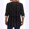 Spring and Autumn Leisure Commuting Elegant Stripe Zipper Long Sleeve Women's  Blouses & Shirts