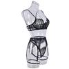 Spitze Dreipunkt Sexy Hosenträger Stahlring Set Sex Unterwäsche
