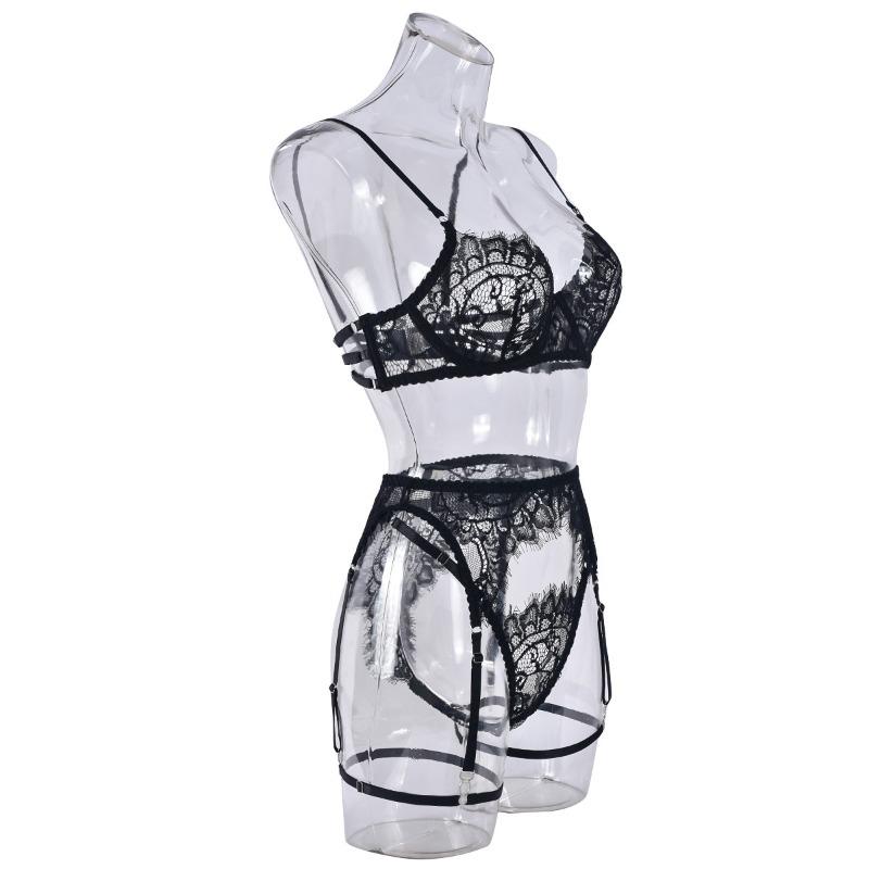 Spitze Dreipunkt Sexy Hosenträger Stahlring Set Sex Unterwäsche