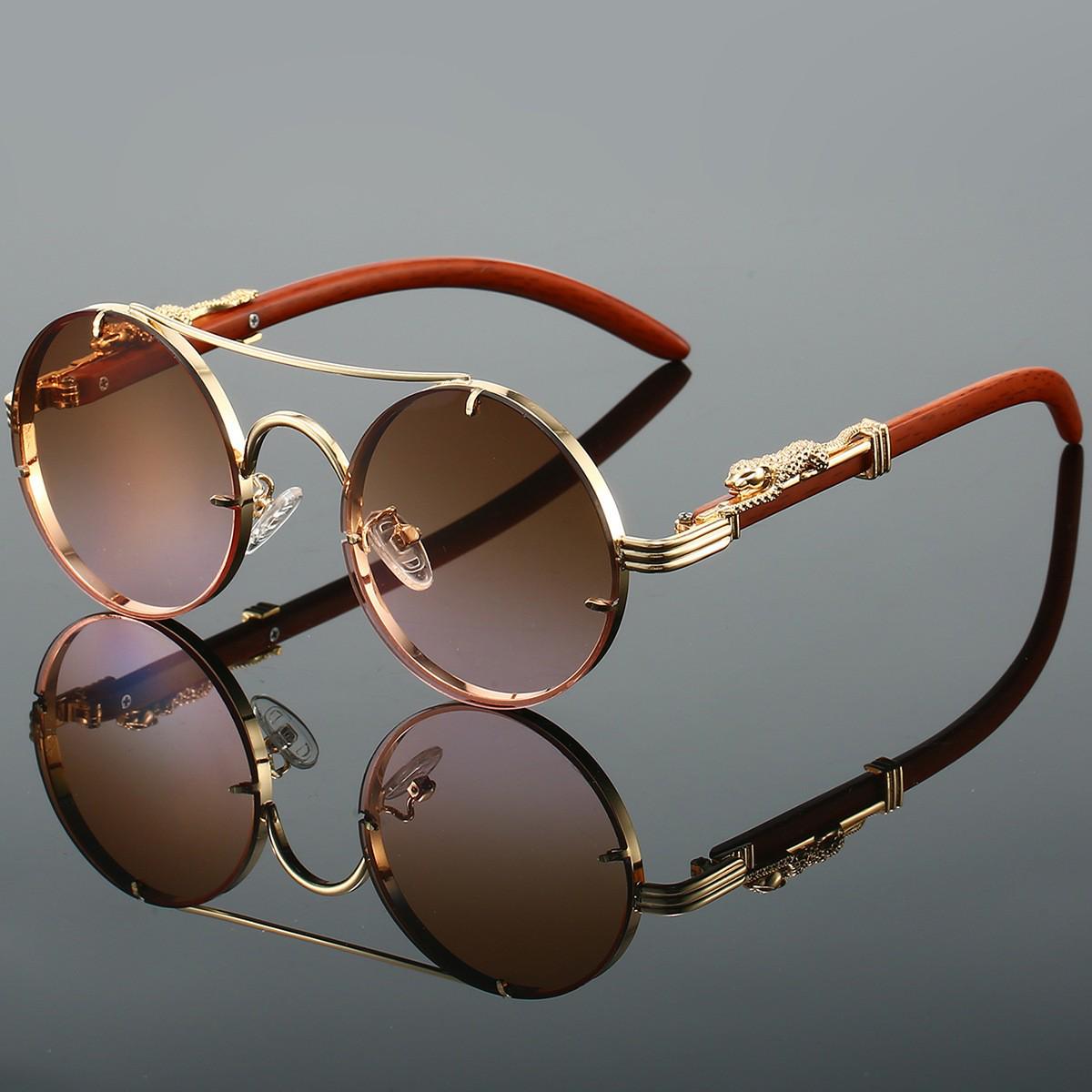 

Retro Double-Beam Leopard Head Round Sunglasses for Men & Women - Trendy & Stylish