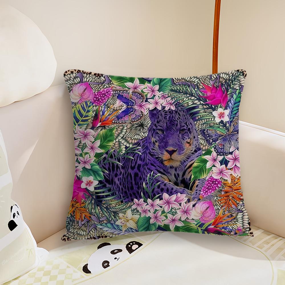 Fashion animal leopard cushion cover Pillow Case Plush Fabric Soft Double Sided Print Sofa Cushion Cover Throw Pillow Covers