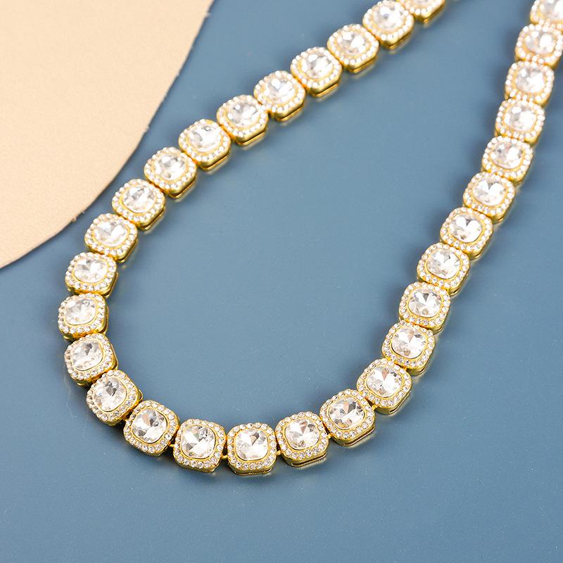 Hip Hop Men S Square Diamond Full Diamond Rock Sugar Heart Necklace Accessories Hip-Hop Cuban Chain Necklace Accessories