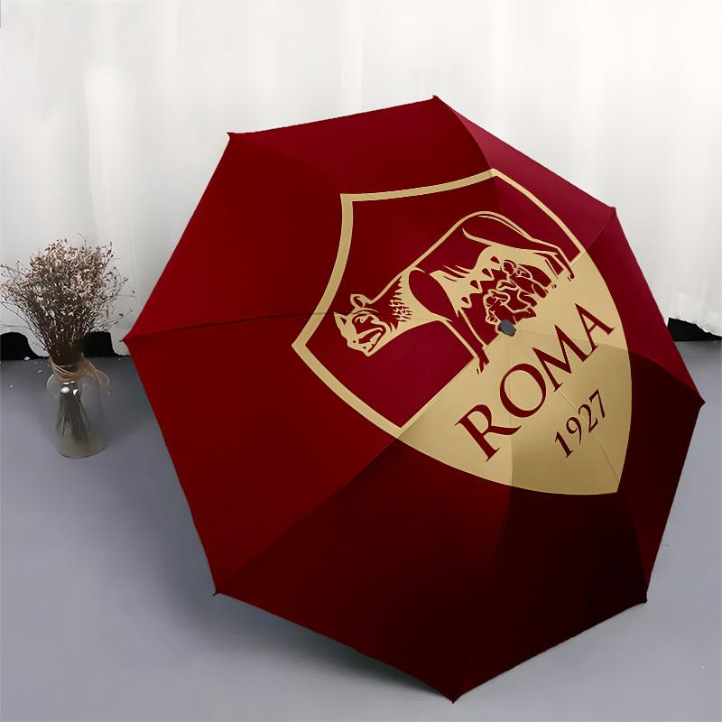AS Roma, Badge Automatic Opening and Closing, 8 Rib Structure Portable Umbrella, Suitable for Men and Women In All Seasons  Perfect Gift for
