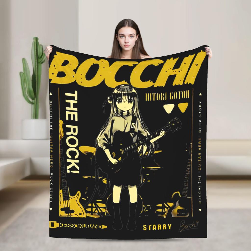 Bocchi the Rock! Hitori Gotou Blankets Anime Flannel Vintage Warm Throw Blankets for Bed Sofa Summer