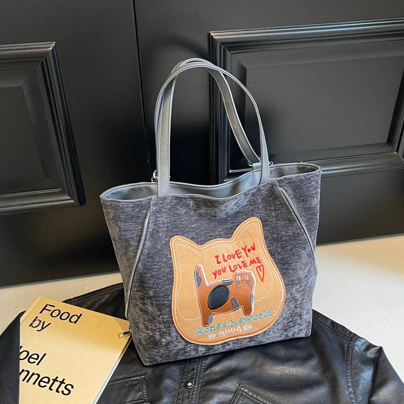 Casual large-capacity high-end women's 2025 new autumn and winter double shoulder back bag single shoulder tote bag