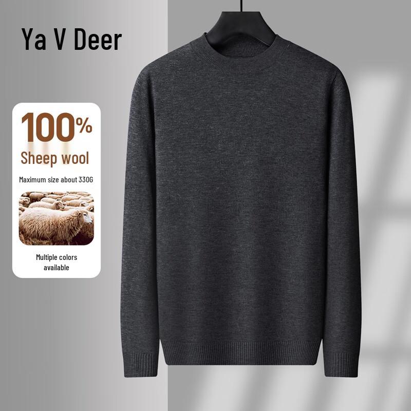 

Yalu Men s 100% Pure Wool Round Neck Sweater L