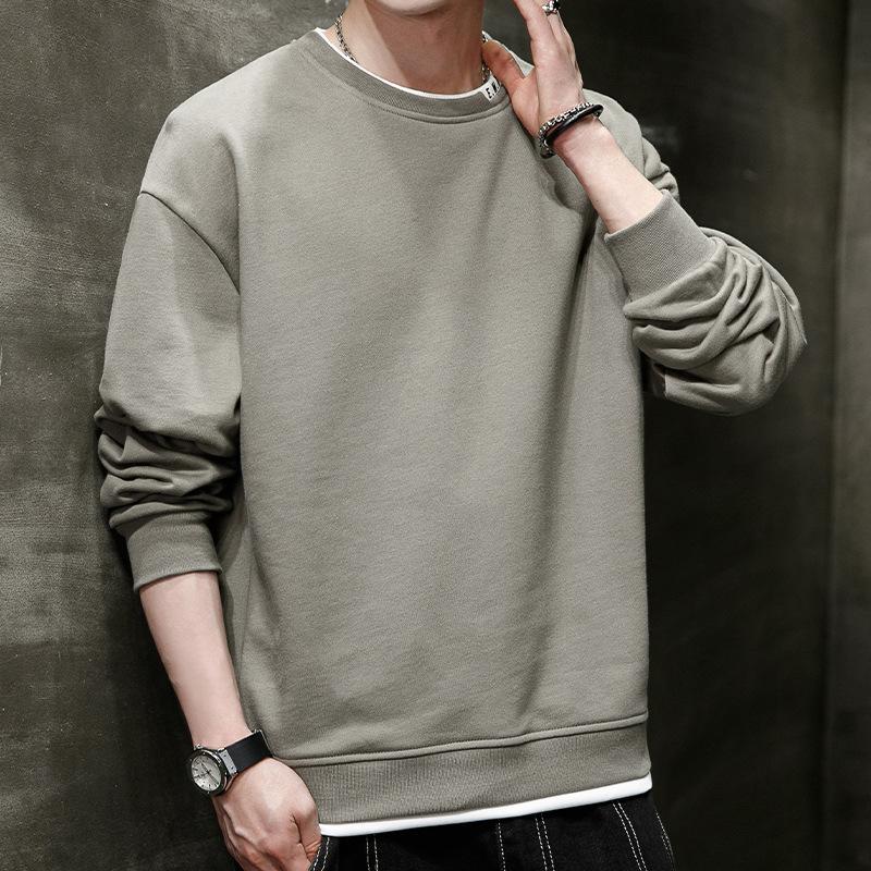 Spring And Autumn Tide Brand Crew Neck Sweater Men'S New Long-Sleeved Student Top Bottoming Shirt Pullover Casual Loose Sweater Men