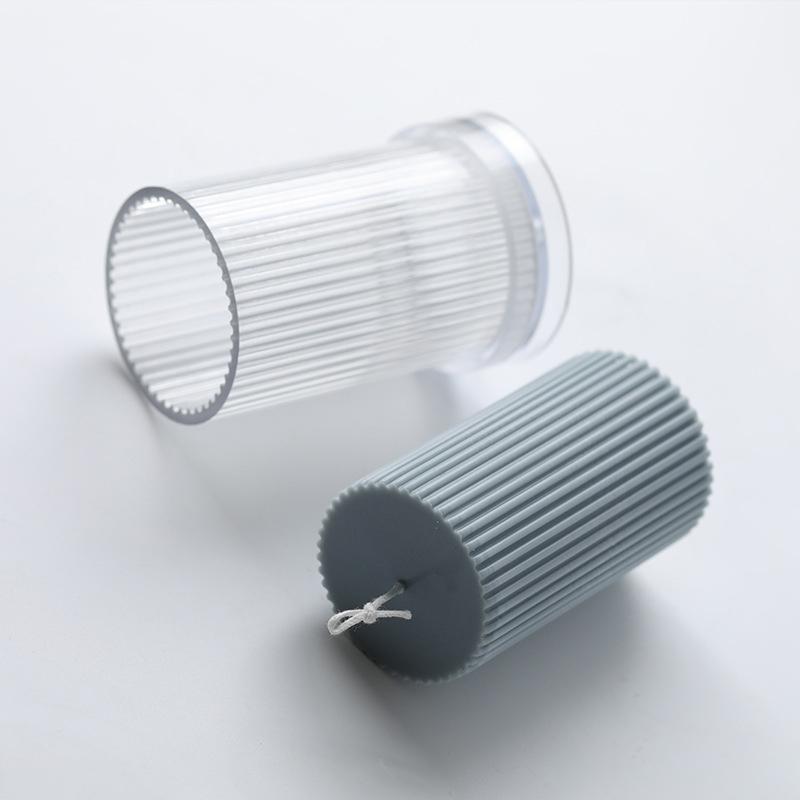 DIY Cylindrical Candle Mold Fine Stripe Acrylic Mold 7.5X5cm Geometric Cylindrical Mold DIY Candle Decoration Production Mold