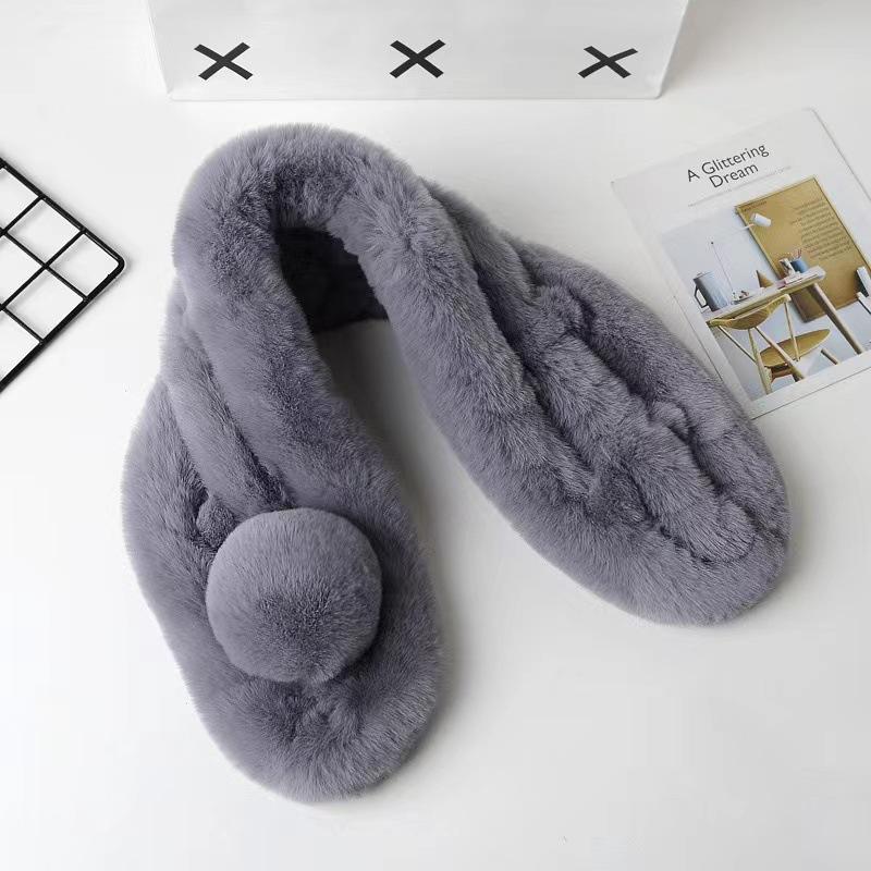 Rabbit Fur Scarf Women Winter Warm Soft Furry Scarves Casual Female Lady Outdoor Neck Warmer Collar Snood Gifts For Her 70Cm