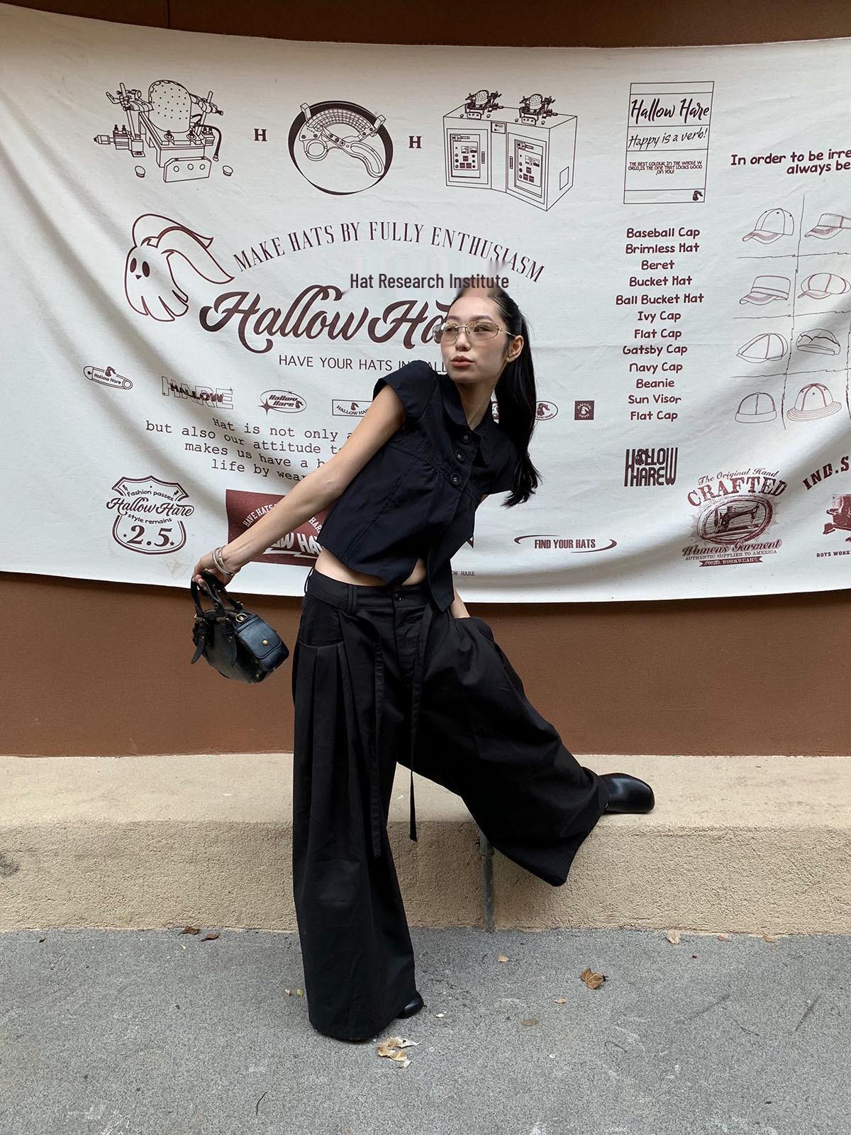 Spring 2026 Women s Loose Pleated Lace-up Suit Pants S