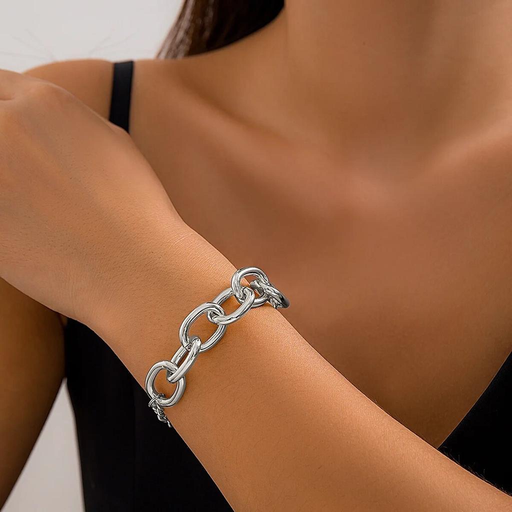 Exaggerated Cuban Curb Chunky Thick Chain Bracelets for Women Trendy 2025 Punk Lock Charm Bangles Grunge Jewelry Steampunk Men