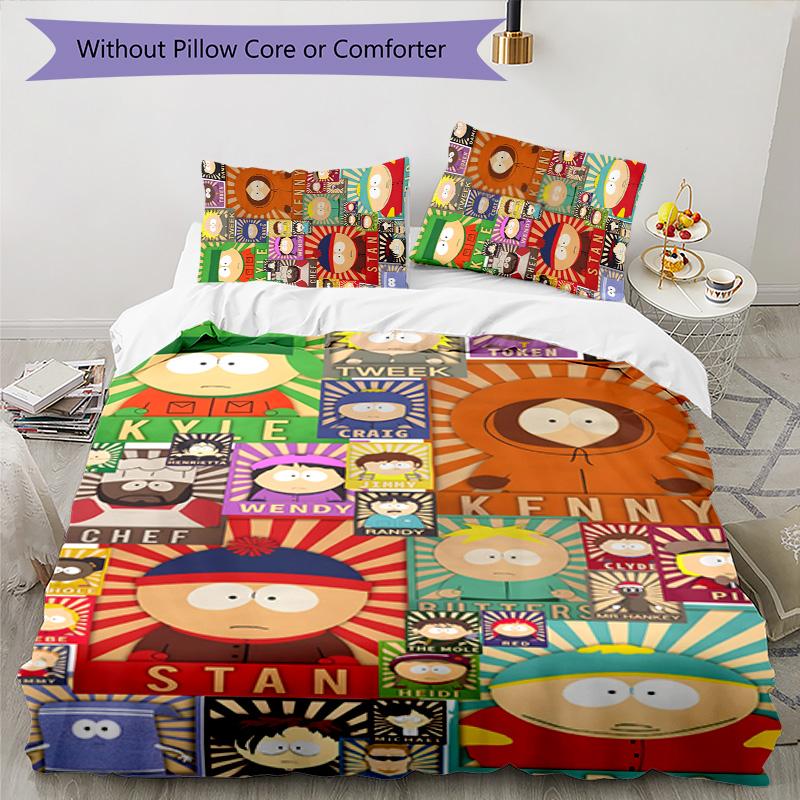 South Park 3pcs Bedding Set Duvet Cover Closure Includes 1 Duvet Cover & 2 Pillowcases for All Seasons Bedroom Home Dorm Decor