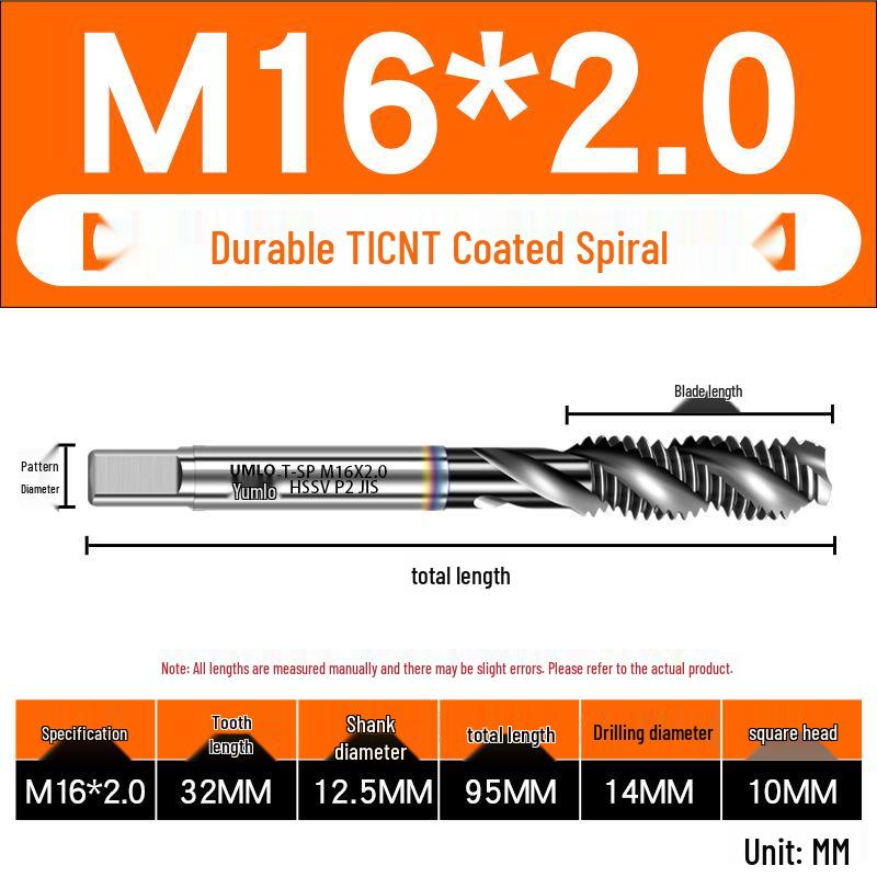 UMLO High Vanadium Spiral Tap Machine for M3-M10 Stainless Steel Tapping