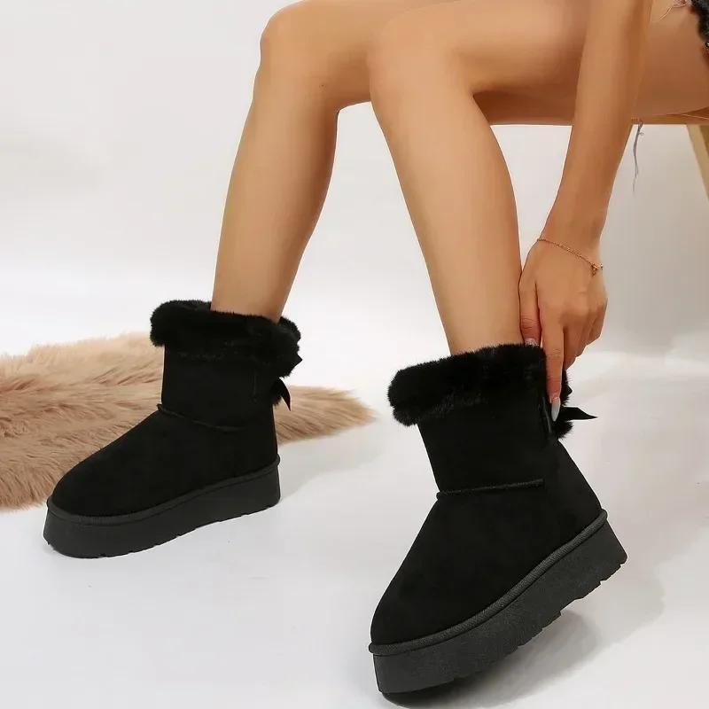 Women Boston Boots Snow Boots Winter Platform Boots Cashmere Warm Thick Soles Cotton Shoes for Women Zapatos De Mujer