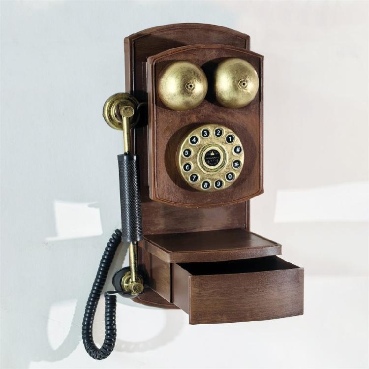 Drehwahlschalter Telefon Antikes Festnetztelefon mit Aufbewahrungsbox Wanddekorationen für Home Office Retro Kreatives Telefonmodell