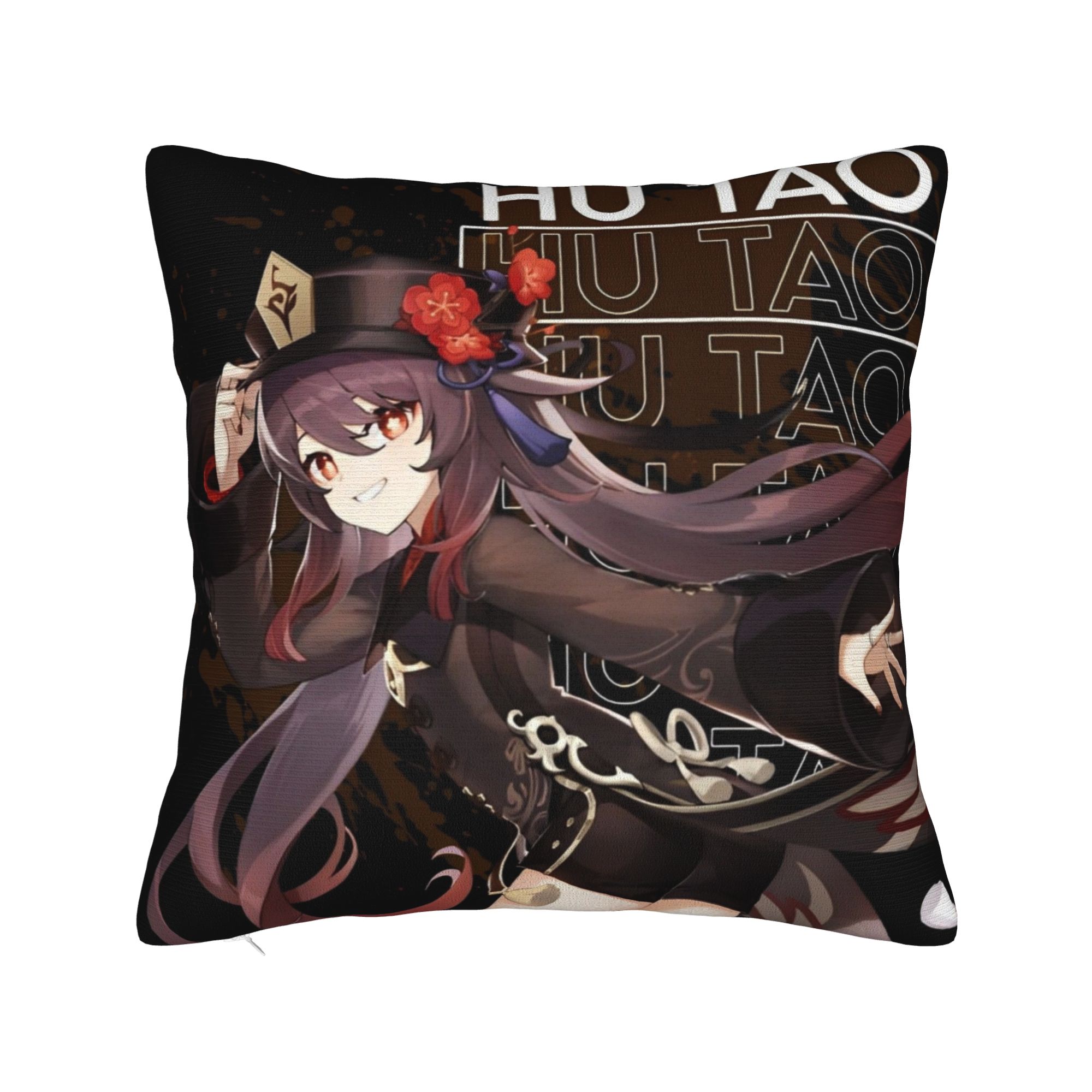 Печать Ху Тао геншин импакт Наволочка Полиэстер Чехол для подушки Декорации милая вайфу аниме Чехол для подушки Спальня Молния 30cm x 30cm