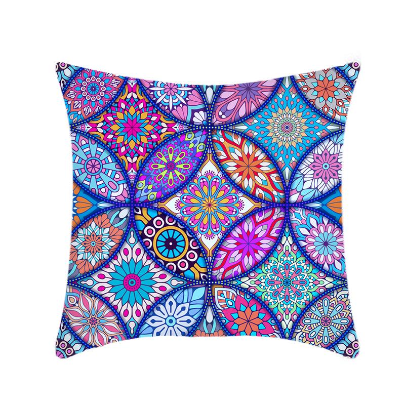 Spliced Colorful Mandala Traditional Ethnic Pattern Car Throw Pillows, Sofa Bay Window Pillow Covers and Cushions