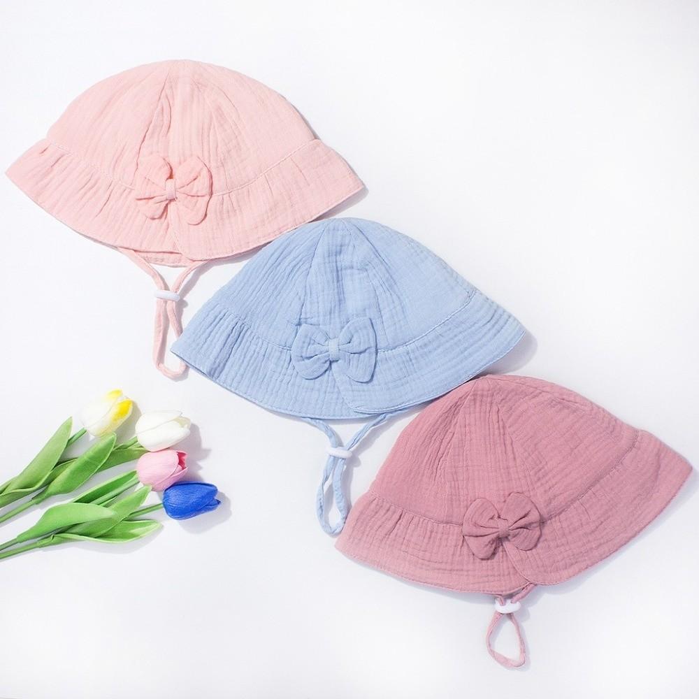 Cute Bowknot Baby Fisherman Hat Adjustable Bucket Cap New Princess Hat  Spring Summer