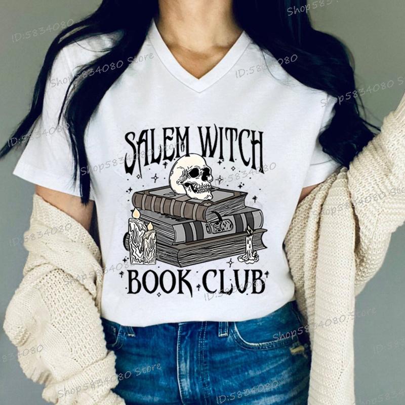 Witch Book Club Shirt for Women Bookish Halloween TShirt Spooky Book Lover Graphic Tee Top Spooky Season Reader Gift Tshirts