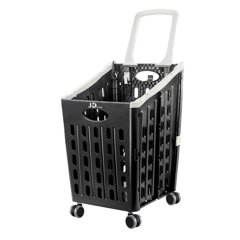 Foldable Shopping Cart with Universal Wheels - Plastic Basket for Groceries