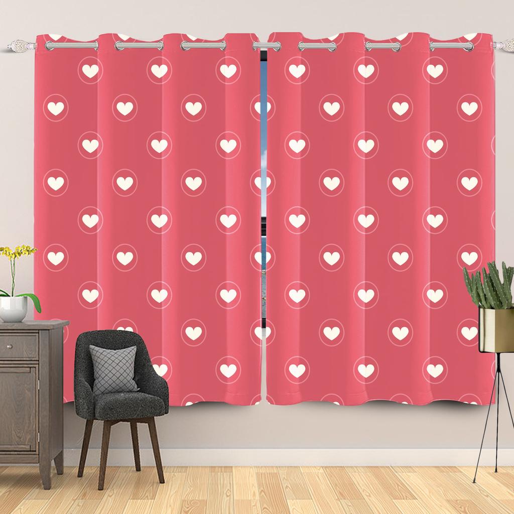 Valentijnsdag Hartjespatroon Gordijnen Romantische Liefde Print Gordijn Slaapkamer Woonkamer Huisraam Gordijnen Met Verduistering Polyester Perfect Voor