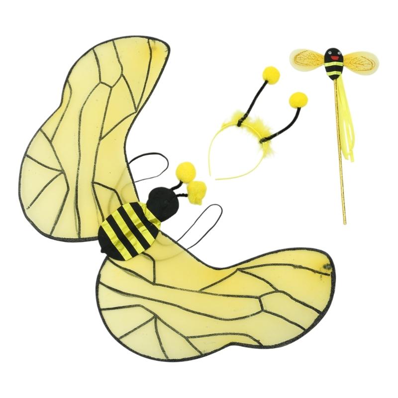Комплект костюма шмеля для детей и взрослых, костюм пчелы, уши, повязка на голову, крылья бабочки, волшебная палочка для Хэллоуина, косплей-вечеринки 1
