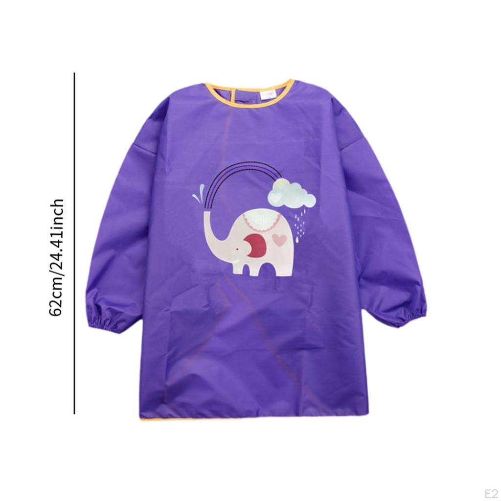 Children Art Smock Kids Apron Water Resistant Long Sleeves Feeding Bib Painting for