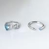 Stylish Blue Heart Shaped Zircon Ring For Women Adjustable Copper Fashion Jewelry