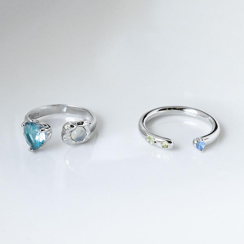 Heart Modern Blue Ring For Women Copper Adjustable Stylish Statement Jewelry