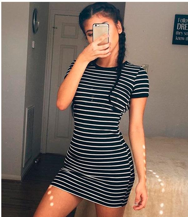 short sleeve striped dress