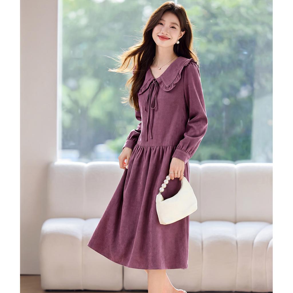 Age Reducing Waist Slimming Versatile Long Sleeved Skirt, Mid Length Skirt, 26 Year Summer Dress, Artistic Style Skirt, Dress