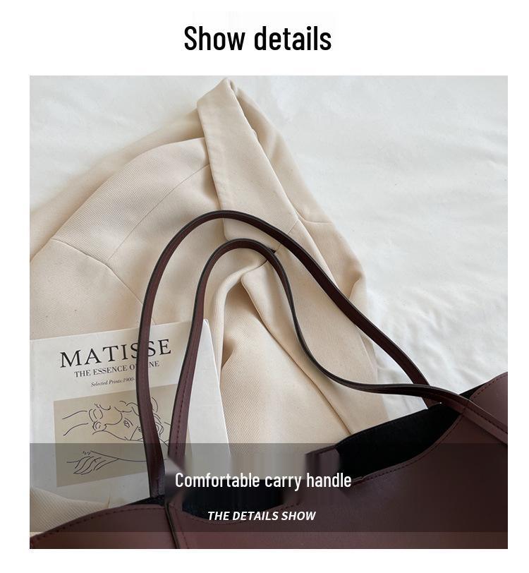2023 Women's Retro Large Capacity Tote – High-End Solid Color Shoulder Bag