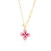Chenhe sweater chain light luxury high sense European and American light luxury jewelry niche design fashion pink flower necklace