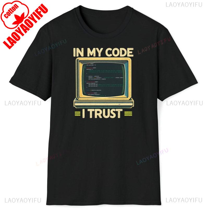 Computer Scientist and Programmer Tshirt in Retro Style In My Code I Trust with Unique Python Code Design Summer Cotton Tops