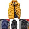 Mens Winter Warm Padded Sleeveless Puffer Jacket With Stand Collar And Zipper Closure