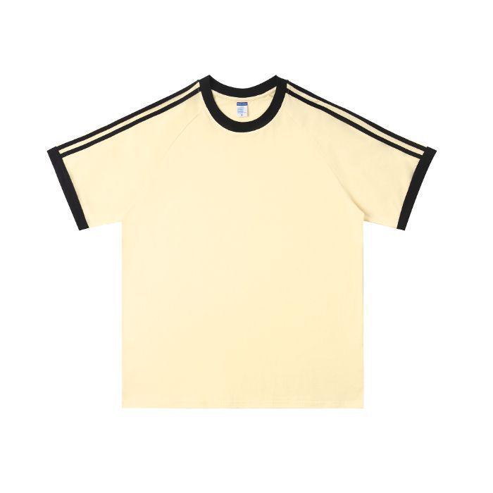 Children's Short-Sleeve Pure Cotton Uniform T-Shirt with Custom Logo & Stripes
