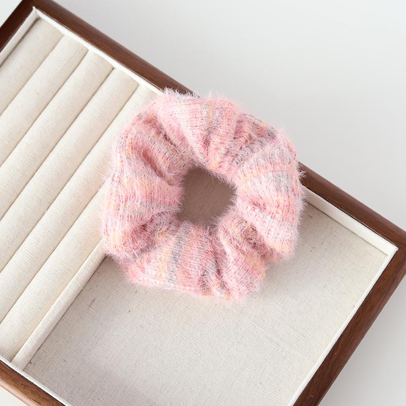 Gentle Filter ~ Sweet Mohair Knitted Hair Ties Gradient Ice - Cream Hair Ropes Large - Loop Hair Ropes Girlish Hair Accessories