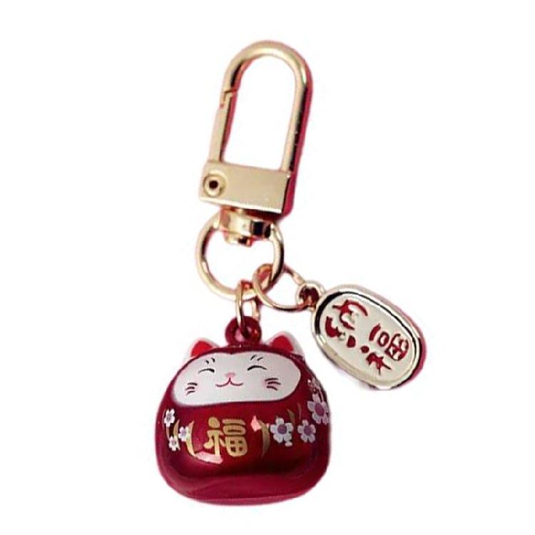 Japanese Cartoon Lucky Cats Keychain Pendant Ornament Metal Bells Animal Bag Keyring Charm for Gifting and Decoration