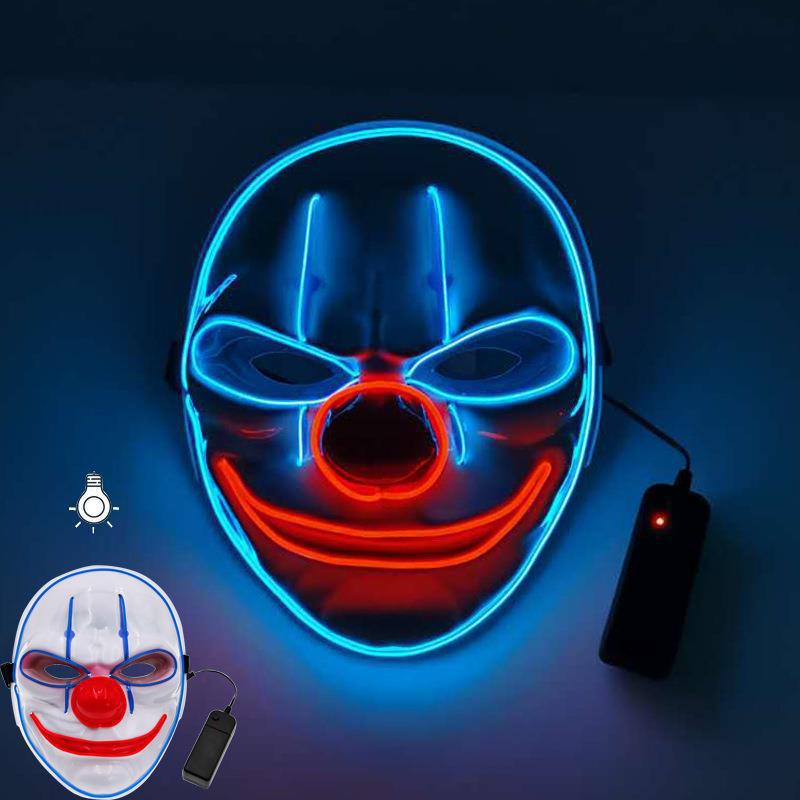 JOKER Clown LED Glowing Mask Halloween Fluorescent Show Grimace Mask COS Douyin